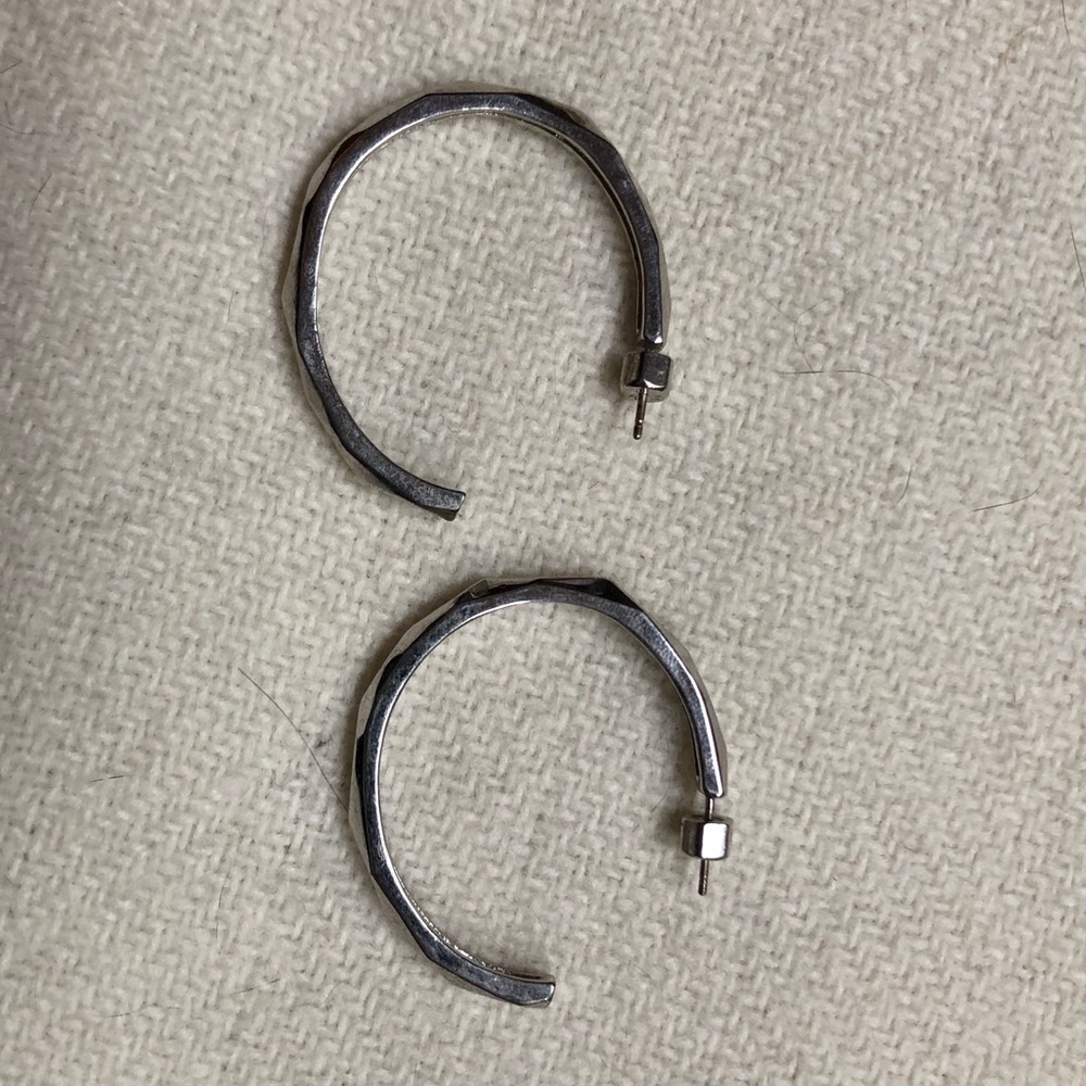 Silver Faceted Hoops